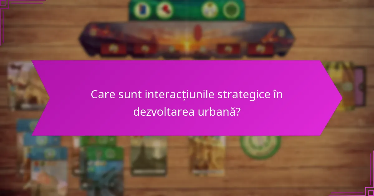 Care sunt interacțiunile strategice în dezvoltarea urbană?