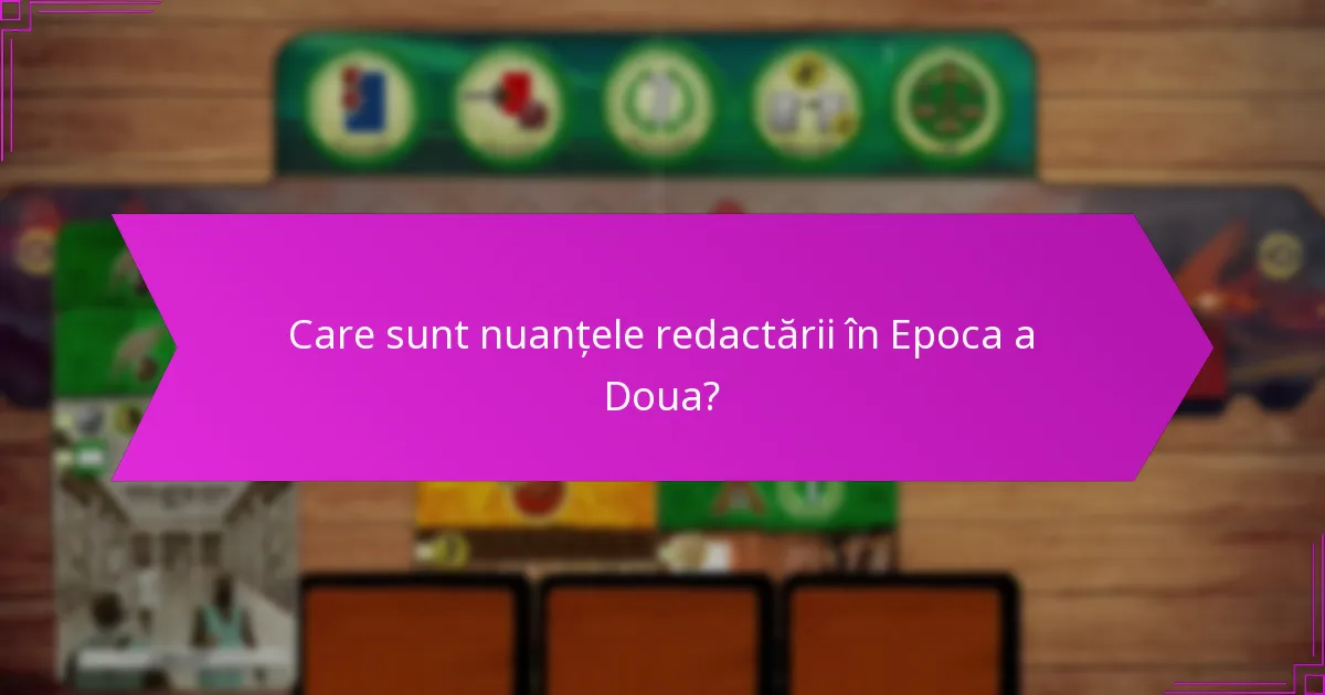 Care sunt nuanțele redactării în Epoca a Doua?