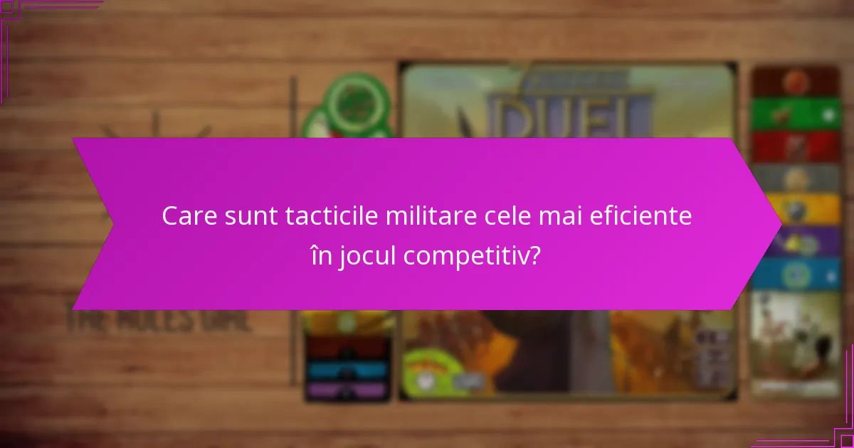 Care sunt tacticile militare cele mai eficiente în jocul competitiv?
