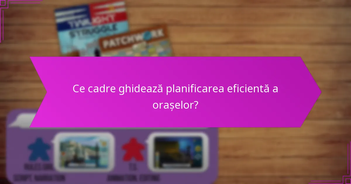 Ce cadre ghidează planificarea eficientă a orașelor?