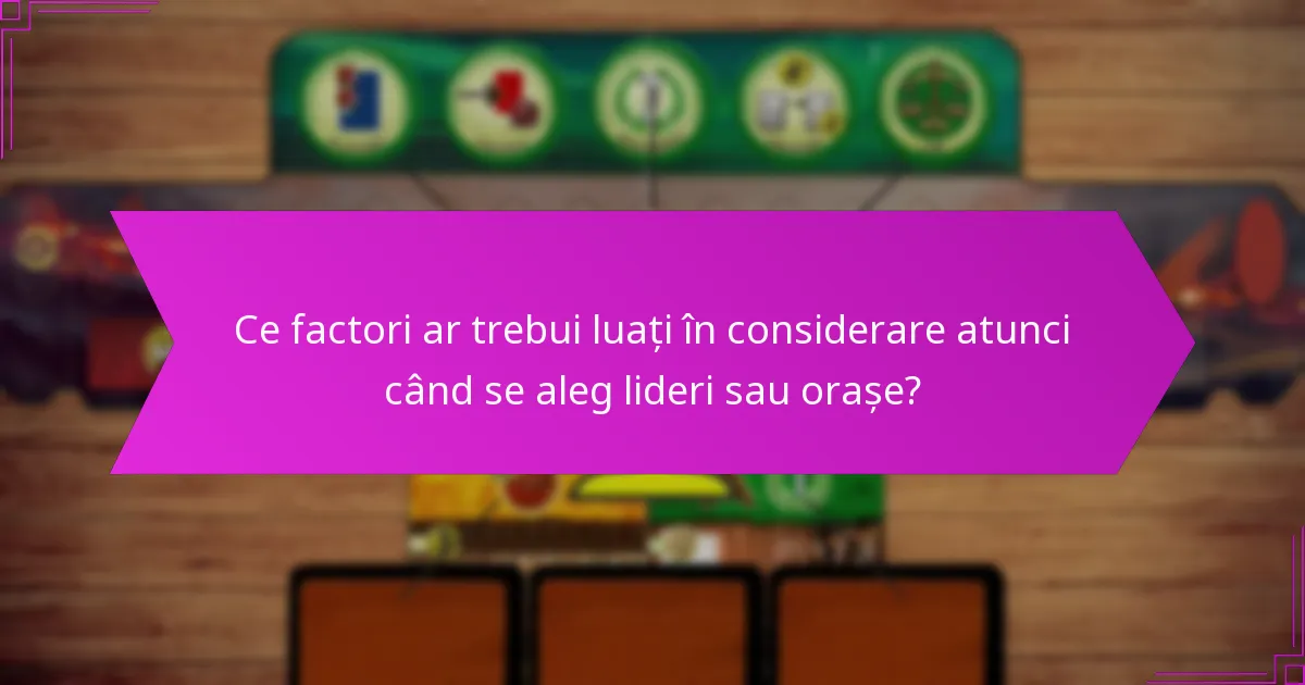 Ce factori ar trebui luați în considerare atunci când se aleg lideri sau orașe?