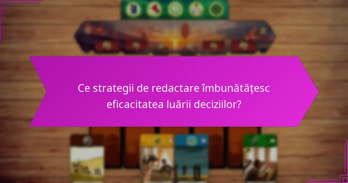 Ce strategii de redactare îmbunătățesc eficacitatea luării deciziilor?