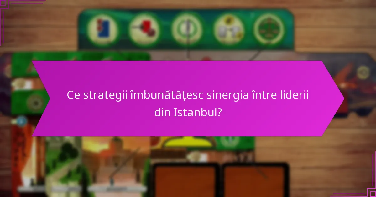 Ce strategii îmbunătățesc sinergia între liderii din Istanbul?