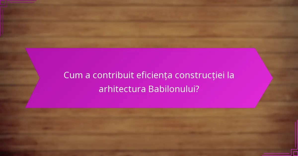 Cum a contribuit eficiența construcției la arhitectura Babilonului?