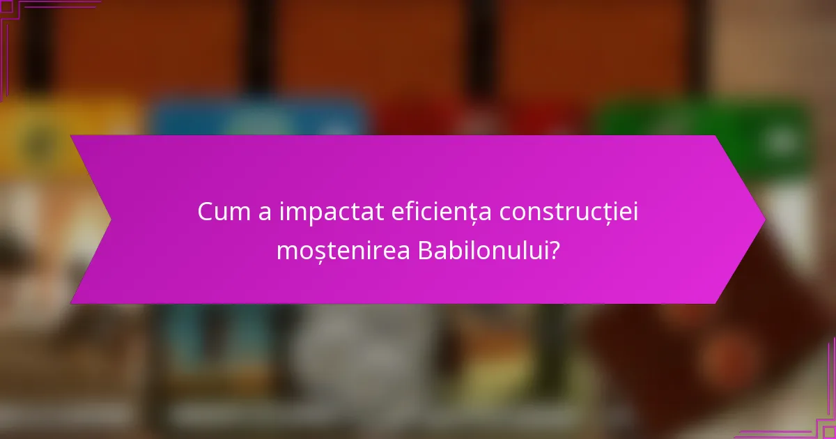 Cum a impactat eficiența construcției moștenirea Babilonului?