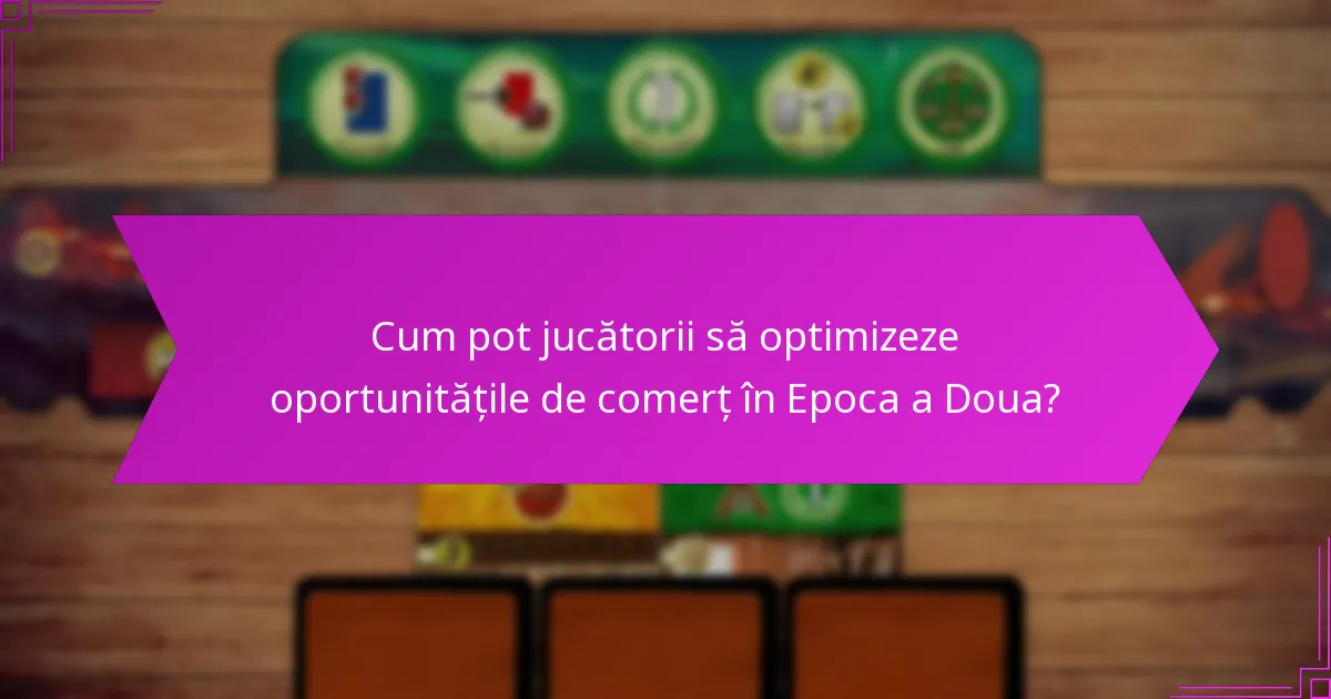 Cum pot jucătorii să optimizeze oportunitățile de comerț în Epoca a Doua?