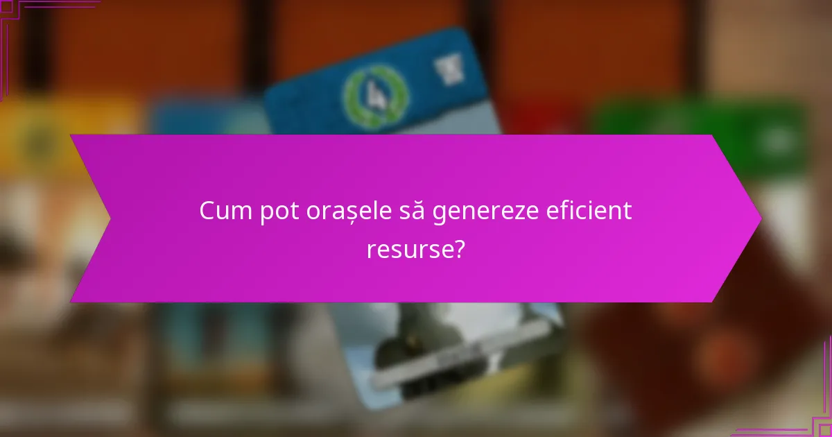 Cum pot orașele să genereze eficient resurse?