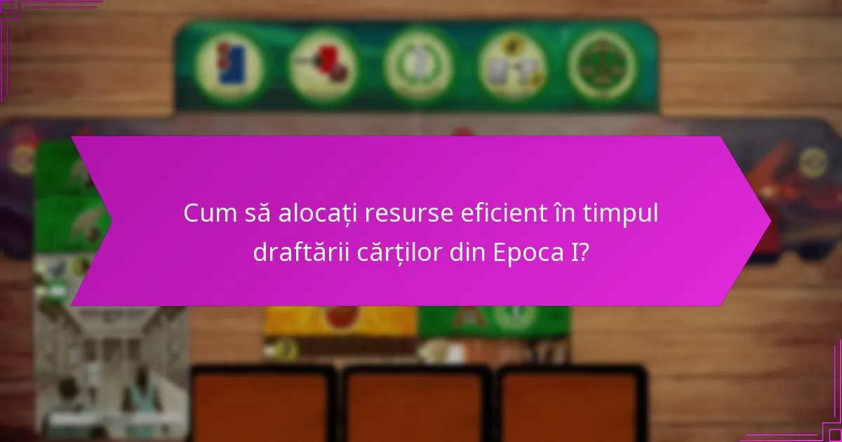 Cum să alocați resurse eficient în timpul draftării cărților din Epoca I?