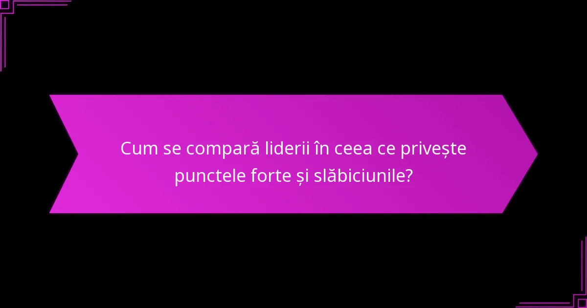 Cum se compară liderii în ceea ce privește punctele forte și slăbiciunile?
